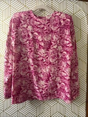 Vintage Johnathan Blake 100% Silk Pink Floral Top size 10